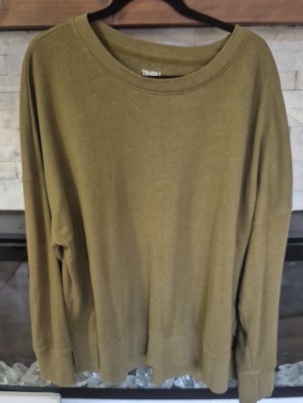 Womens Olive Crewneck Pullover Sweater